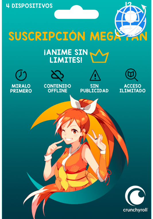 Crunchyroll Mega Fan 12 Meses Digital - CUENTA - GLOBAL
